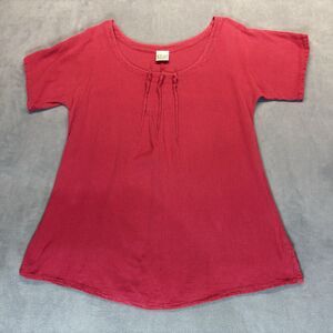 Oh My Gauze! Top Size 1 S/M Red Short Sleeve Lagenlook Cottagecore Beachy
